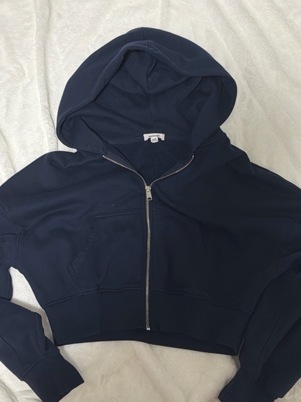 Garage Women’s Navy Zip-Up Cropped Hoodie